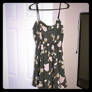 Floral, black and white mini dress